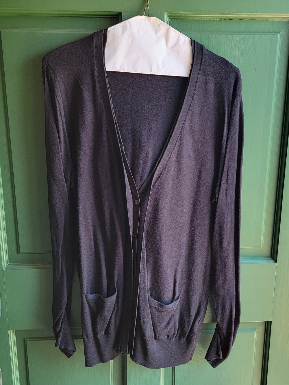 DKNYC Black Lightweight V-Neck Button Cardigan Sz L